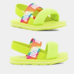UGG Zuma Sling Slides in Sulfur Green with Padded Strap Big Girls Size 5